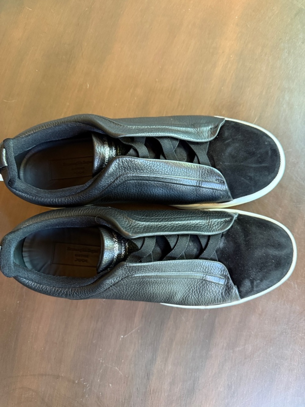 Ermenegildo Zegna Black Leather & Suede Low-Top Sneakers